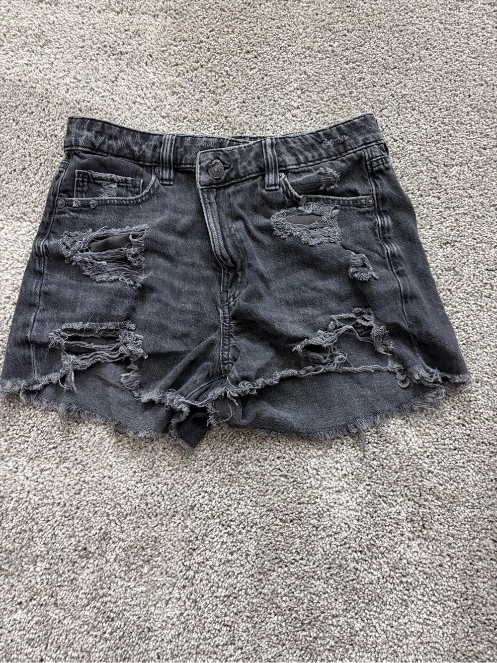 Women’s American Eagle Cross-Over Waist Black Mom Shorts